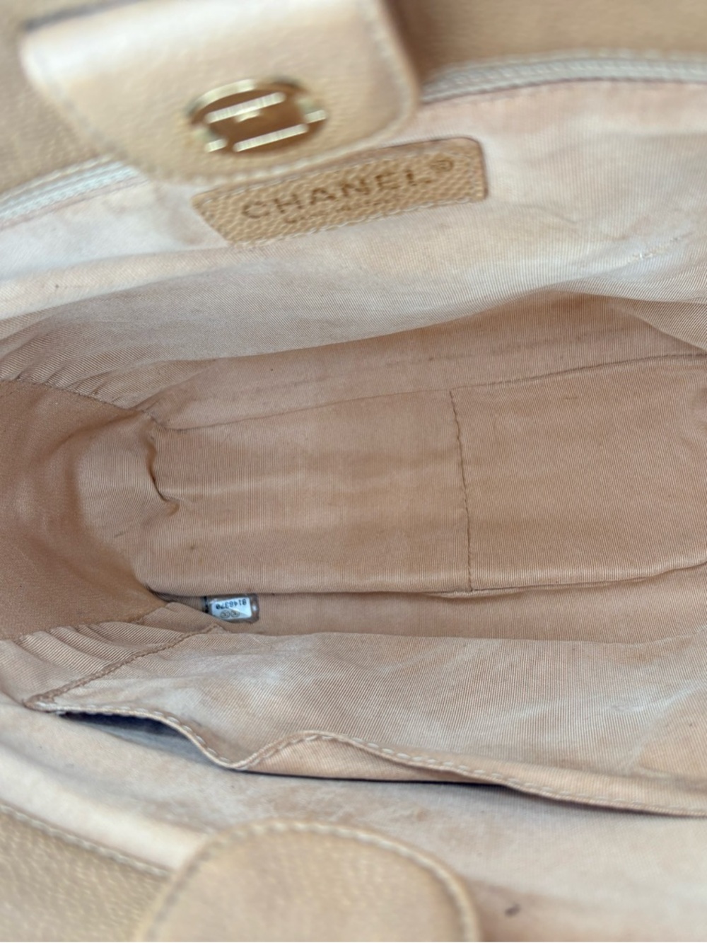 Chanel Petite Shopping Tote – Tan Caviar Leather - Picture 8 of 10